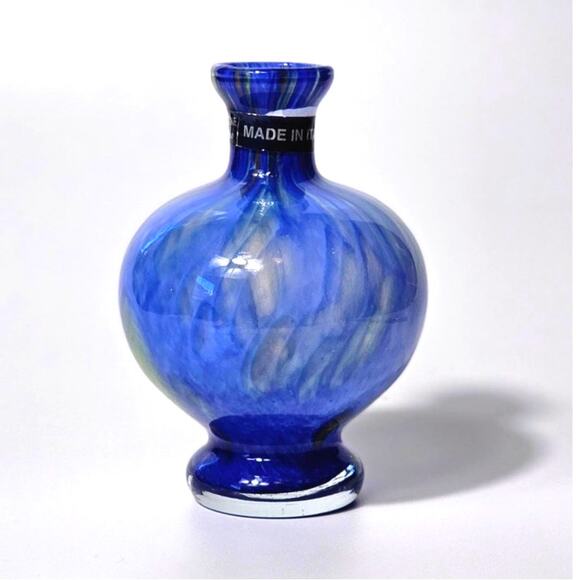 Vintage Lavorazione T.Murano Blue Green Glass Vase - Picture 2 of 6